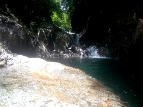 今回は奥の斜4m滝まで行った。蛇がいたんだけど、ひでぶーさんが水ぶっかけて横のラインまで持っていき、スライダーする