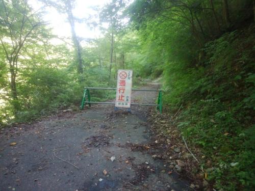 通行止めから橋の手前まで林道を歩く