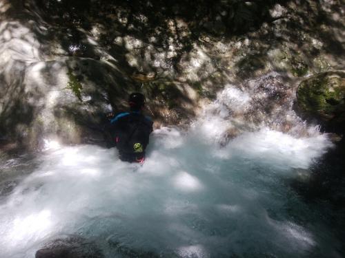 必死に登っていく田村君。流れに逆らって登るのが楽しいようだ