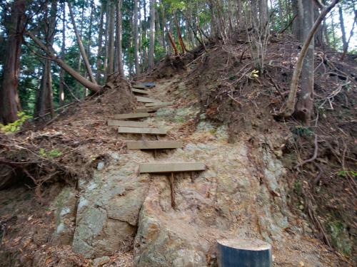尾根はやはり急登。しかも風が強い