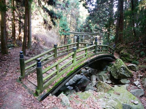 橋を渡り林道へ