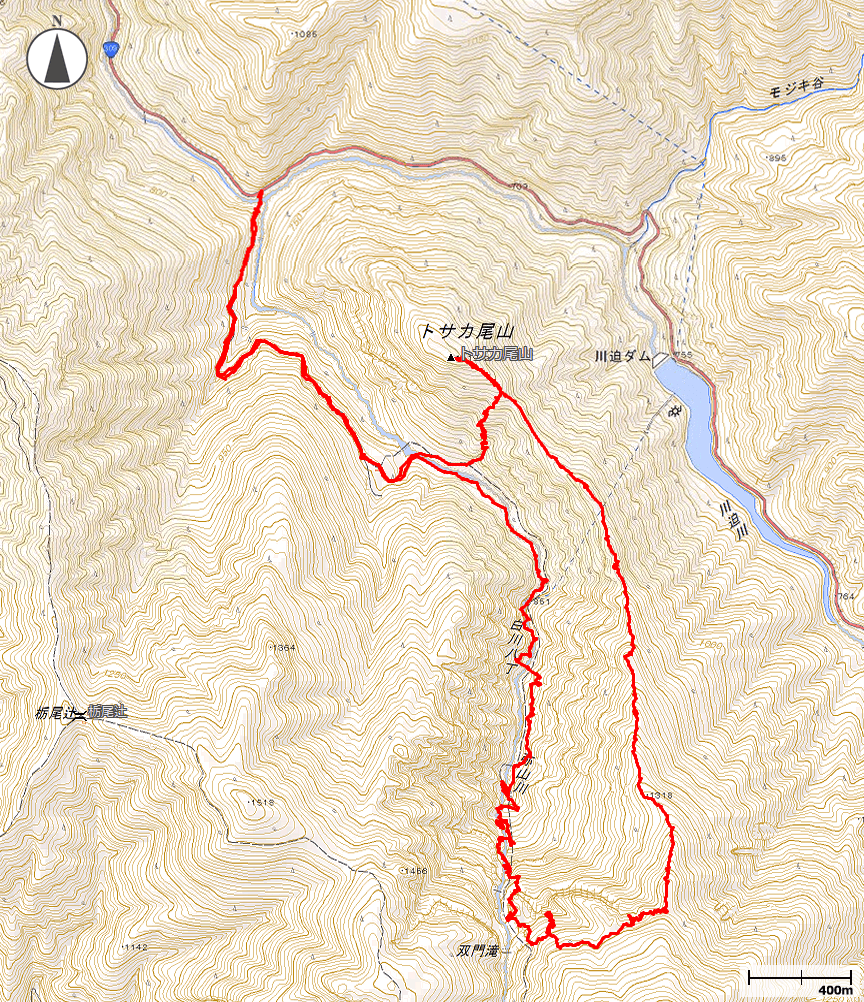 トサカ尾山~石の双門地図