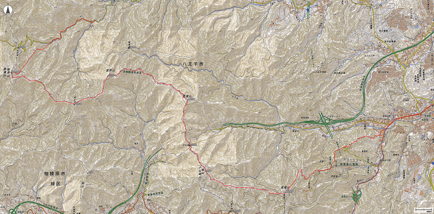 陣馬山~高尾山地図