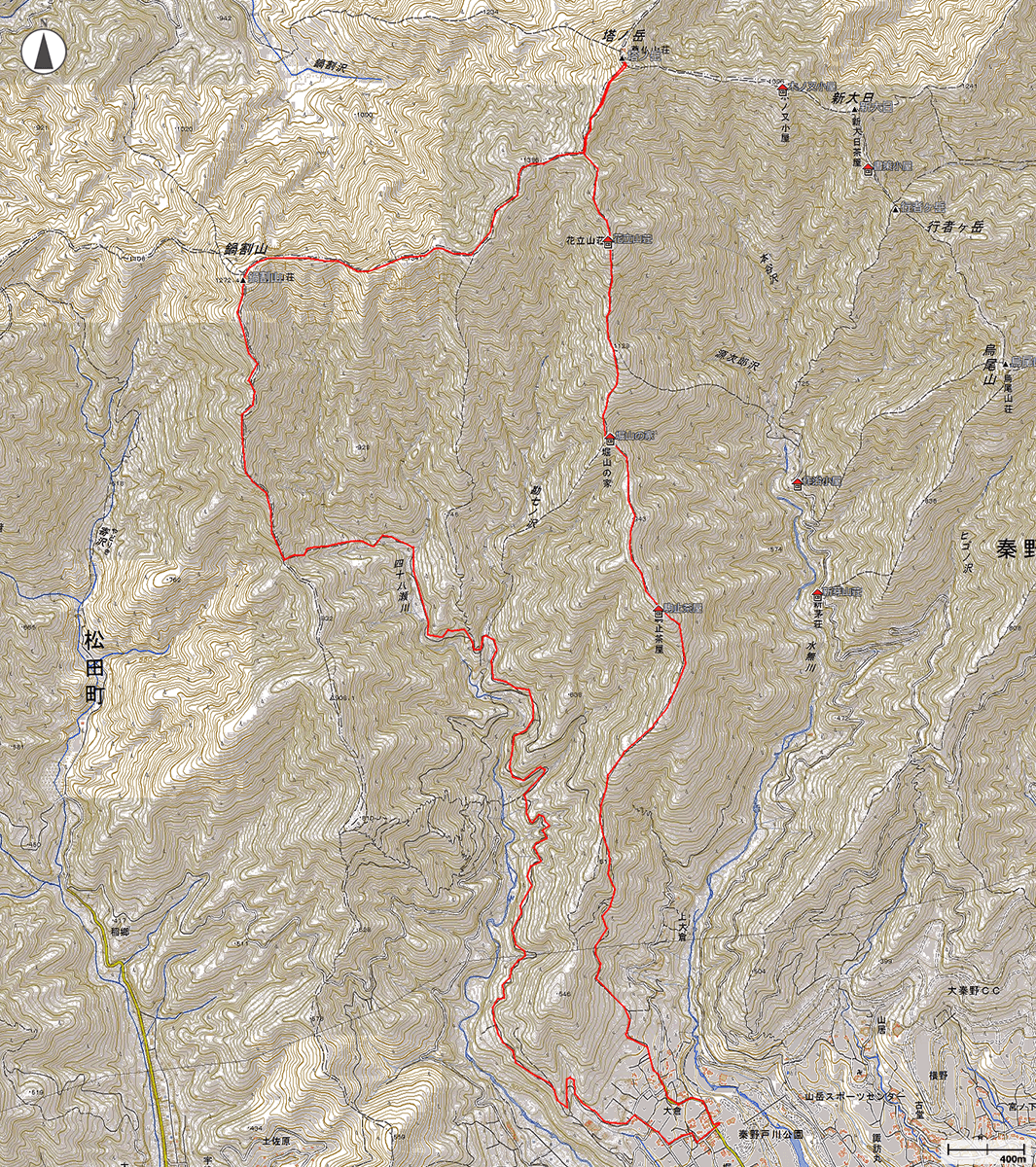 鍋割山・塔ノ岳地図