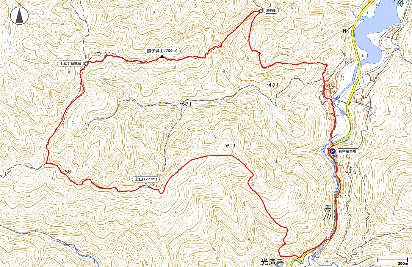 猿子城山・上山地図