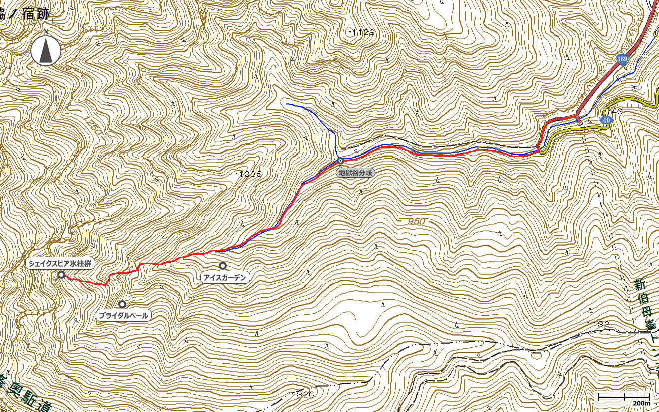 シェイクスピア氷瀑群地図