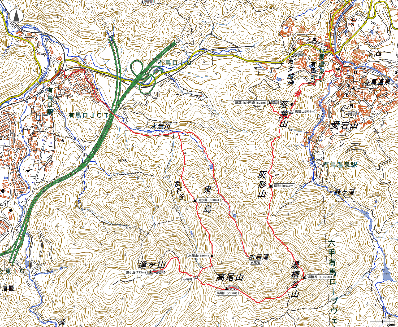 裏六甲縦走地図