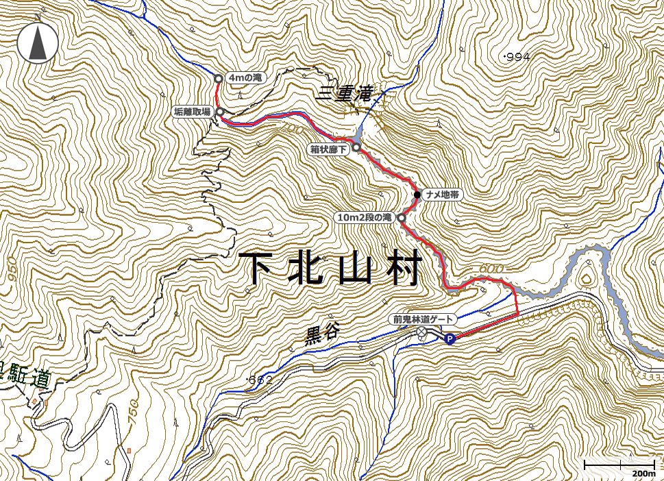 前鬼川遡行地図